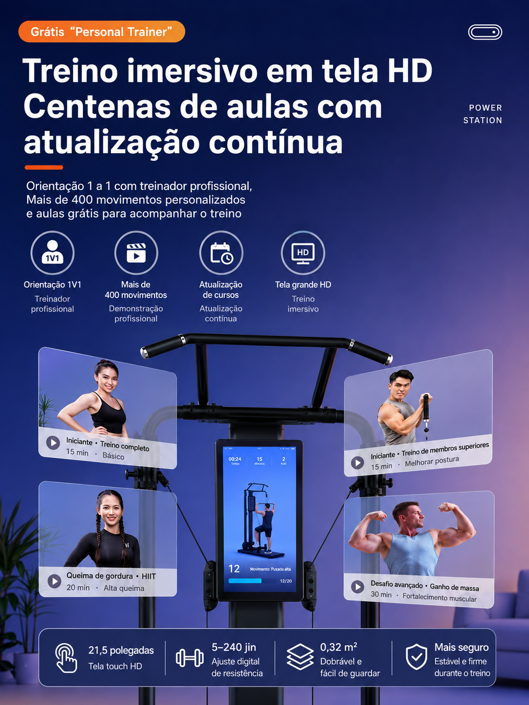 GYMGEST PH260 Pro – Estação de Musculação Inteligente Dobrável com IA 4